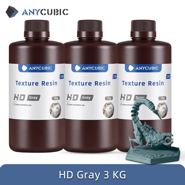 ANYCUBIC Tekstur Harpiks, Mat Finish, Høj Præcision,HD Gray 3 kg