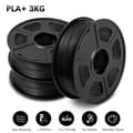 Miniatyrbild 2 av 2: PLA Filament 3 Rullar, 1,75 mm Diameter, Miljövänligt Material,PLAPLUS Svart 3Rullar