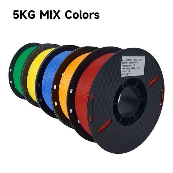 5KG PLA Filamentti, Halkaisija 1.75mm, Tulostuslämpötila 190-230°C,5KG Mix Colors PLA