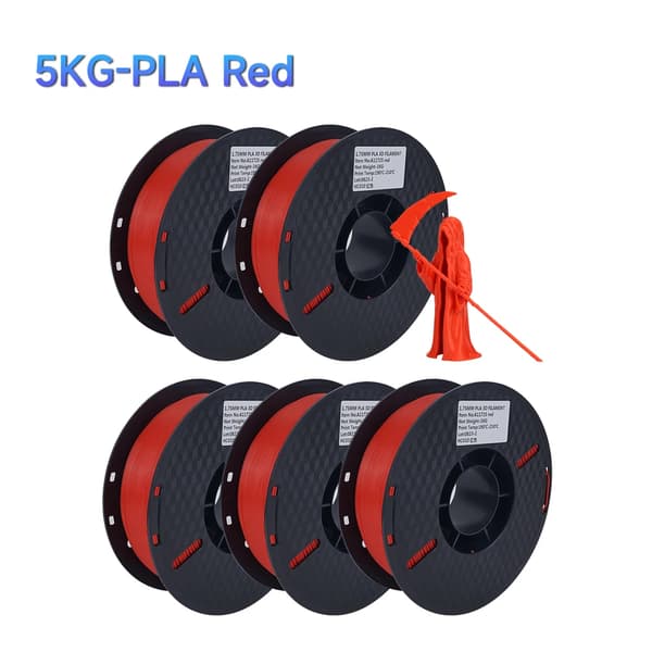 5KG PLA Filamentti, Halkaisija 1.75mm, Tulostuslämpötila 190-230°C,5kg punainen PLA
