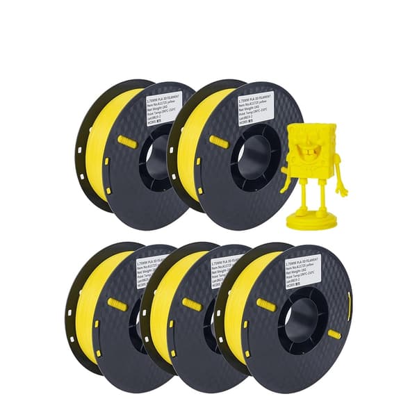 5KG PLA filament, diameter 1,75 mm, printtemperatur 190-230°C,5KG Gul PLA