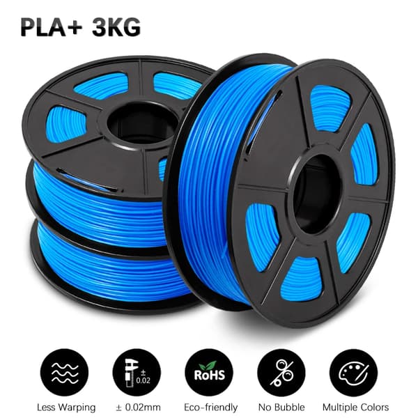 PLA filament 3 ruller, 1,75 mm diameter, miljøvenligt materiale,PLAPLUS Blå 3Ruller