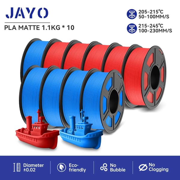 3D-printer filament, PLA mat, 1,1 kg vægt,PLA mat-5BL 5RD