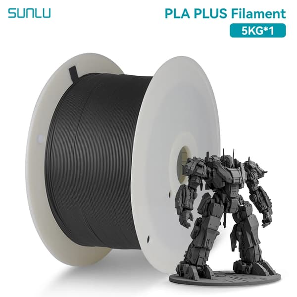 SUNLU 3D-skrivarfilament, 5KG PLA PLUS, Livliga färger, Låg krympningsgrad,PLA plus 5 kg grå