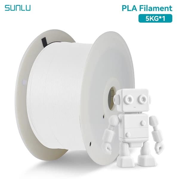 SUNLU 3D-skrivarfilament, 5KG PLA PLUS, Livliga färger, Låg krympningsgrad,PLA 5 kg vit