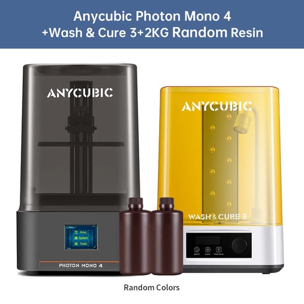 Anycubic Photon Mono 4 3D-skrivare, 10K-upplösning, 7-tums högupplöst skärm,Lägg till Tvätt 3 2L