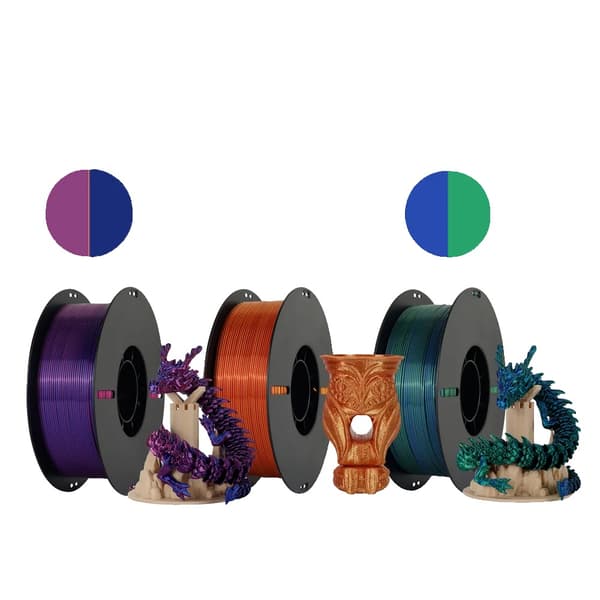 PLA Filament, 1,75 mm Diameter, Tre Farvet Silke,3KG Dual Color Mix