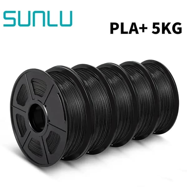 SUNLU 3D-skrivarfilament, 5KG vikt, 1,75 mm diameter,5KG PLA PLUS Svart