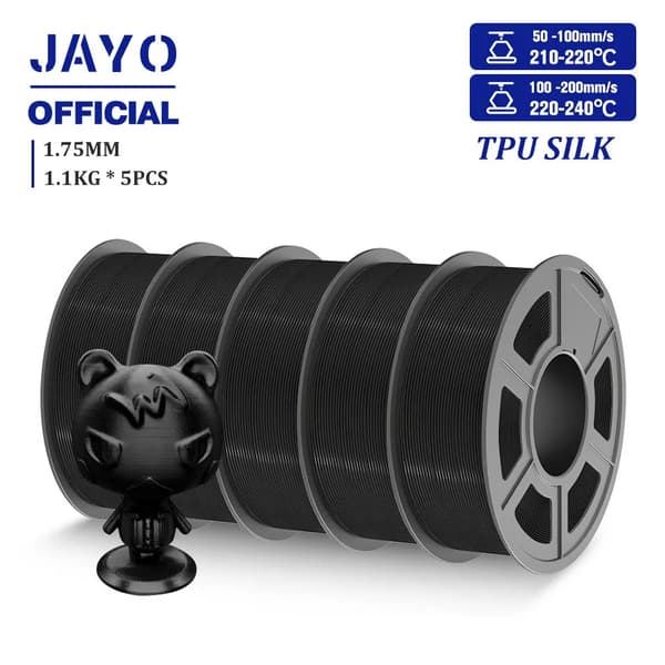 3D Printer Filament, TPU SILK 1,75 mm, Høj Fleksibilitet,TPU SILK Sort