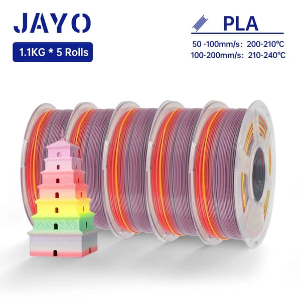 JAYO PLA Sateenkaari Filamentti, 1,75 mm Halkaisija, 5 Rullaa,PLA Sateenkaari 01