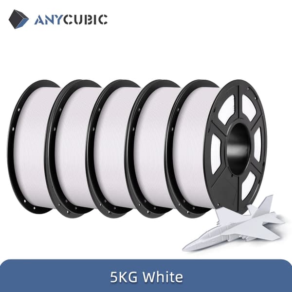 ANYCUBIC PLA -filamentti, 5KG ympäristöystävällinen materiaali, useita värikombinaatioita,5kg Valkoinen