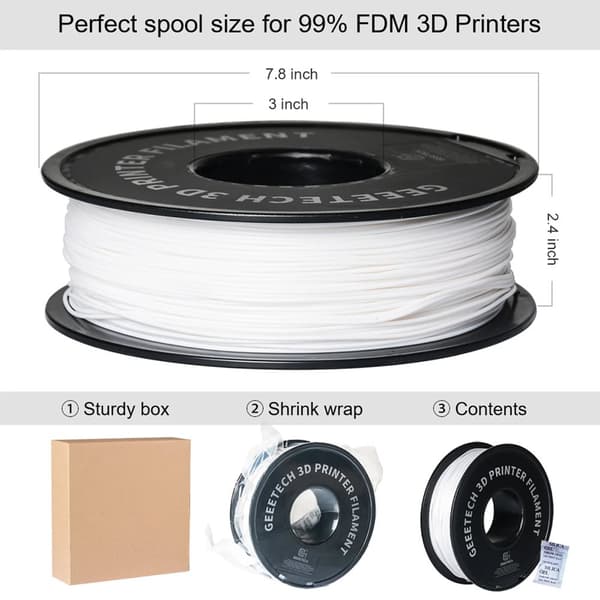 PLA Filament, 1kg, Præcision 1,75mm Diameter,Hvid