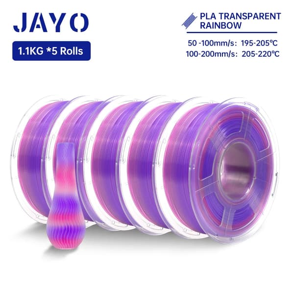 JAYO PLA Sateenkaari Filamentti, 1,75 mm Halkaisija, 5 Rullaa,PLA Läpinäkyvä RB03