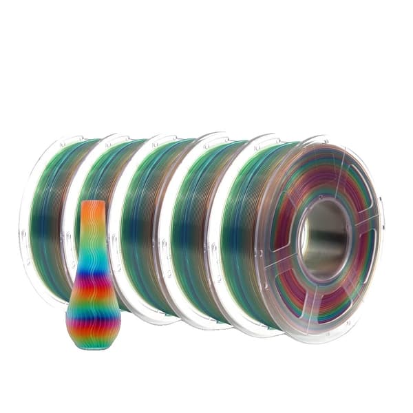 JAYO PLA Regnbue Filament, 1,75 mm Diameter, 5 Ruller,PLA Transparent RB04