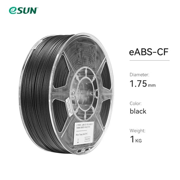 eABS-CF Filament, 1,75 mm halkaisija, 1 kg paino,Musta