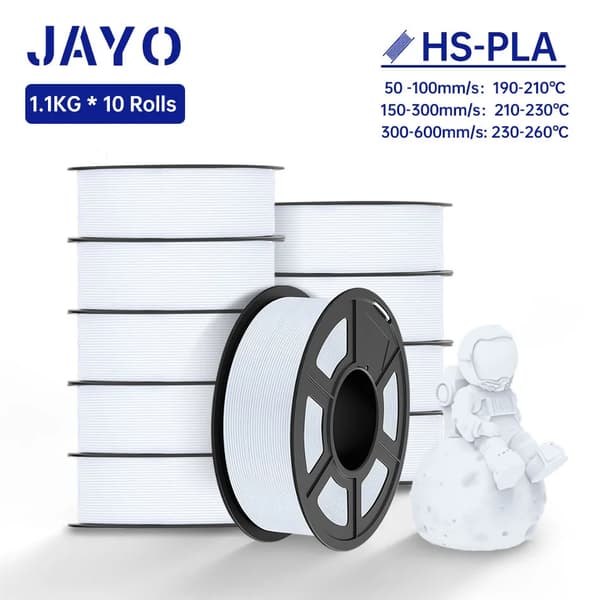 JAYO PLA Filament, 1,1 kg Høj Hastighed, 1,75 mm Diameter,HS-PLA Hvid 10stk