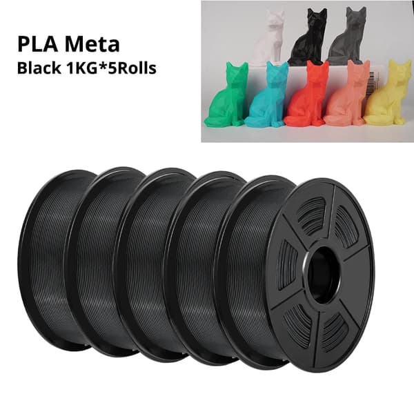 PLA Meta Filament, 5KG Korkea Likviditeetti, 1.75MM Halkaisija,PLA-Meta Musta 5KG