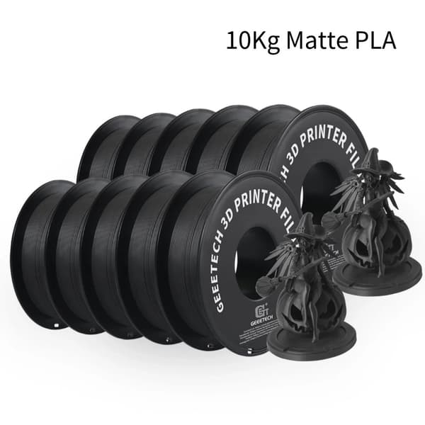 GEEETECH 10Kg Mat PLA Filament, 1,75 mm Diameter, Præcis Dimensionel Nøjagtighed,sort