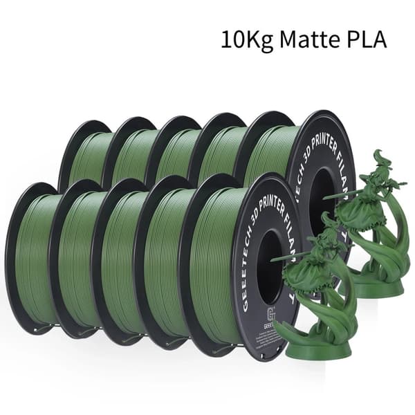 GEEETECH 10Kg Matt PLA Filament, 1,75 mm Diameter, Precise Dimensionell Noggrannhet,Matt olivgrön