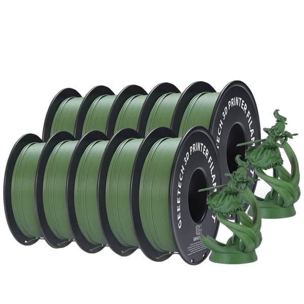 GEEETECH 10Kg Matt PLA Filament, 1,75 mm Diameter, Precise Dimensionell Noggrannhet,Matt olivgrön
