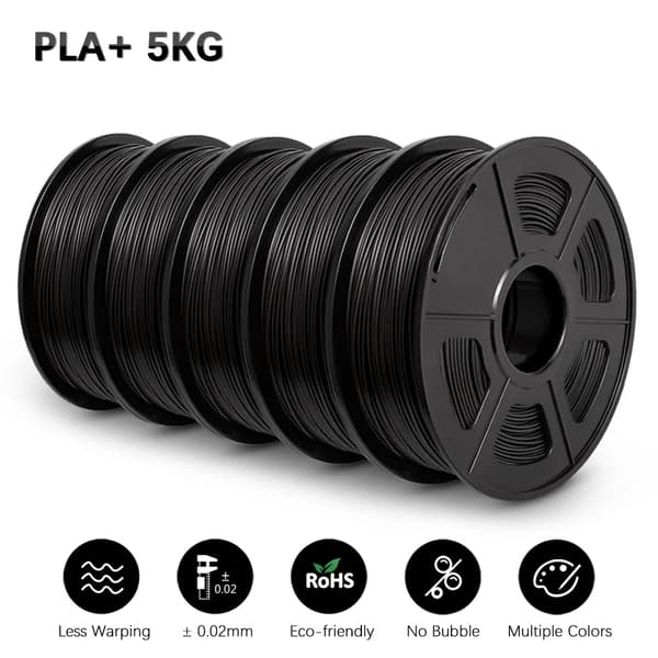 PLA+ Filament, 1,75MM Diameter, Hög Precision Utskriftstemperatur,PLA PLUS SVART 5KG