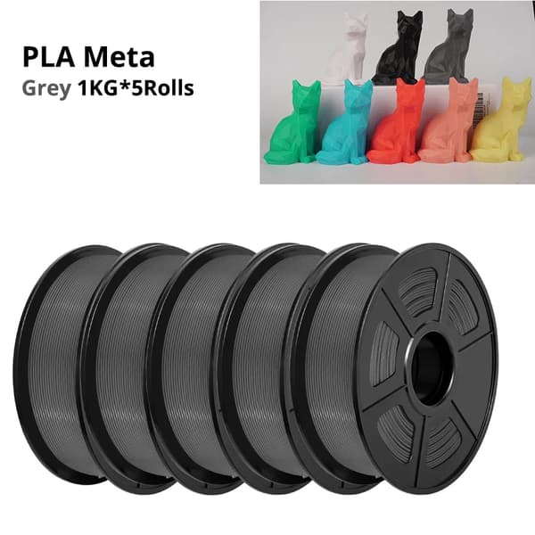 PLA Meta Filament, 5KG Høj Likviditet, 1,75MM Diameter,PLA-Meta Grå 5KG
