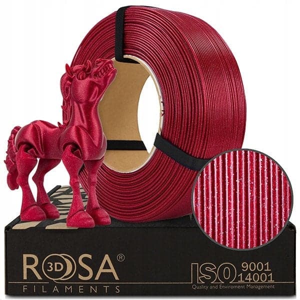 3D plast PLA skinnende rød (Galaxy Red Wine) 1,75 mm 1 kg refillpakke Rosa3D