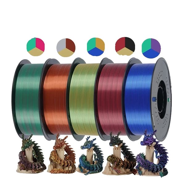 Tricolor Silk PLA Filament, 1,75 mm Diameter, 5 kg og 10 kg Muligheder,5kg blanding B