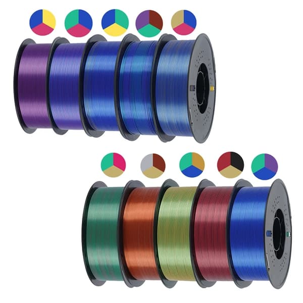 Trikolor Silke PLA Filament, 1,75 mm Diameter, 5 kg och 10 kg alternativ,10kg blandning A