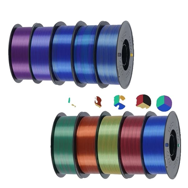 Trikolor Silke PLA Filament, 1,75 mm Diameter, 5 kg och 10 kg alternativ,10kg blandning A