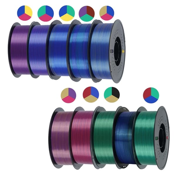 Trikolor Silke PLA Filament, 1,75 mm Diameter, 5 kg och 10 kg alternativ,10kg blandning B
