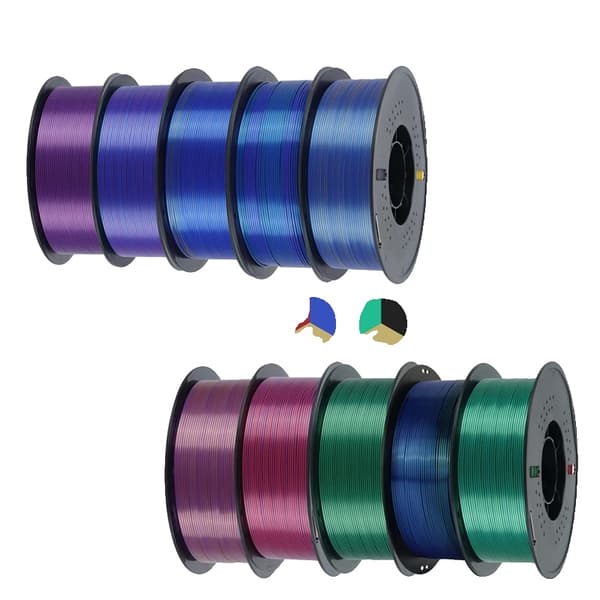 Trikolor Silke PLA Filament, 1,75 mm Diameter, 5 kg och 10 kg alternativ,10kg blandning B