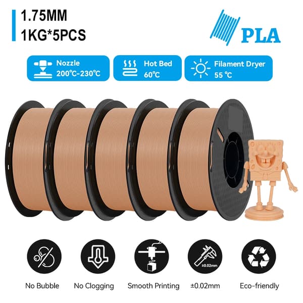 3D Printer Filament, 5kg Boblefri Kvalitet,5kg PLA Skin