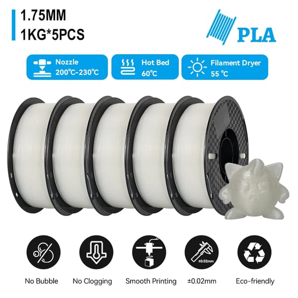 3D-tulostimen filamentti, 5 kg kuplivapaa laatu,5kg PLA Läpinäkyvä