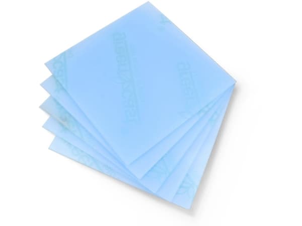 3Dm Group Fluo blått støpt organisk glass - 3mm - 200x200mm - 5 stk.