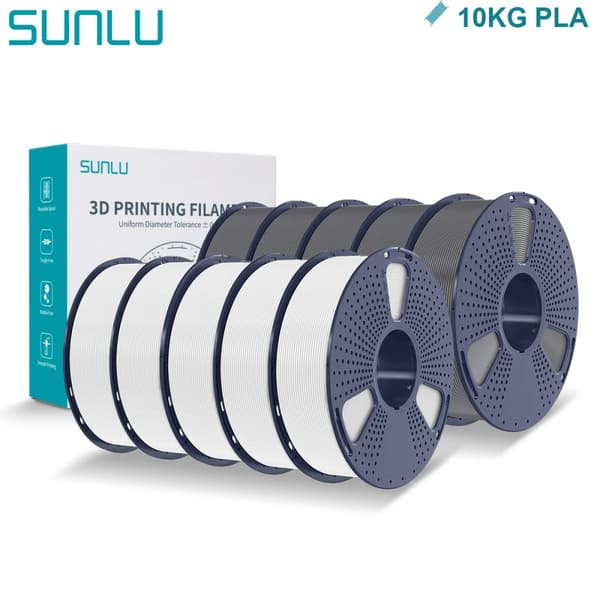 PLA 3D Filament, 10 Ruller Nettovægt 1KG, 200-210°C Print Temperatur,PLA 5WT-5GY