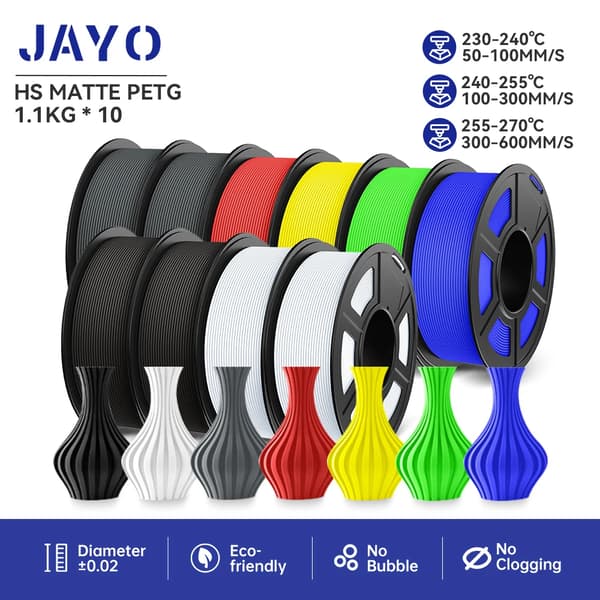 Højhastigheds Matte PETG Filament, Holdbart og Robust, Miljøvenligt Materiale,HSMPETG 10 MIX03