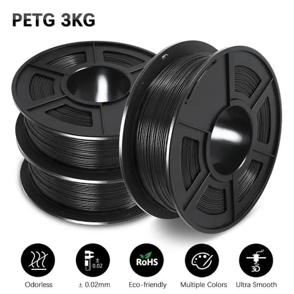 PLA filament 3 ruller, 1,75 mm diameter, miljøvenligt materiale,PETG Sort 3Ruller