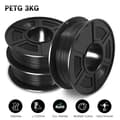 Miniatyrbillede 2 af 2: PLA filament 3 ruller, 1,75 mm diameter, miljøvenligt materiale,PETG Sort 3Ruller