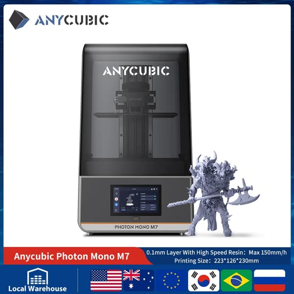 ANYCUBIC, 150 mm/h udskrivningshastighed, 223x126x230 mm udskrivningsstørrelse,Photon Mono M7
