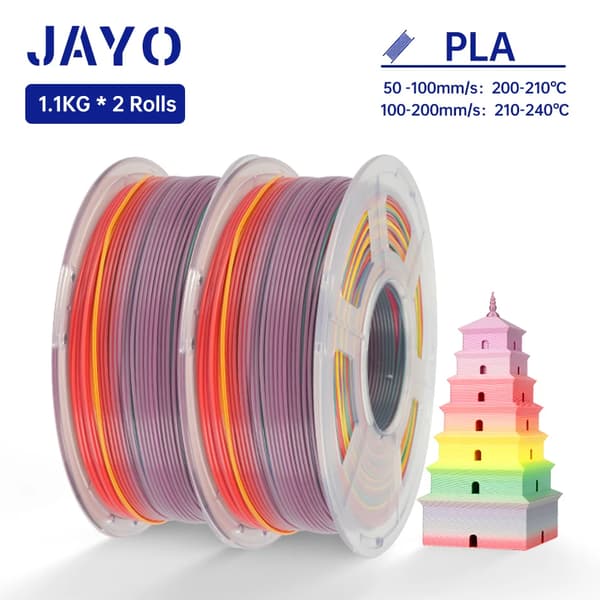 JAYO Silk PLA -filamentti, 1,75 mm halkaisija, ympäristöystävällinen ja korkealuokkainen kestävyys,PLA-Sateenkaari01