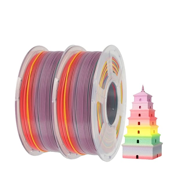 JAYO Silk PLA -filamentti, 1,75 mm halkaisija, ympäristöystävällinen ja korkealuokkainen kestävyys,PLA-Sateenkaari01
