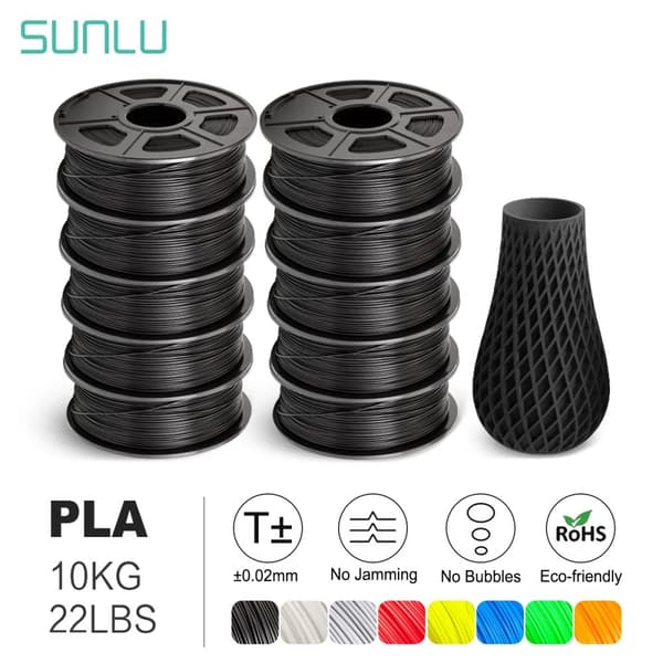 3D Printer Filament, 10KG Spole, Miljøvenligt PLA,PLA SORT 10KG