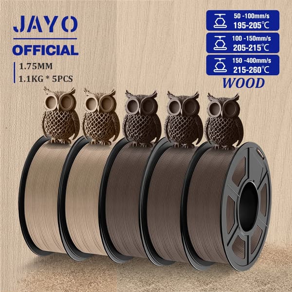 Wood PLA filament, 1,75 mm diameter, 15% ægte træfiber,Træmix-3 5Ruller