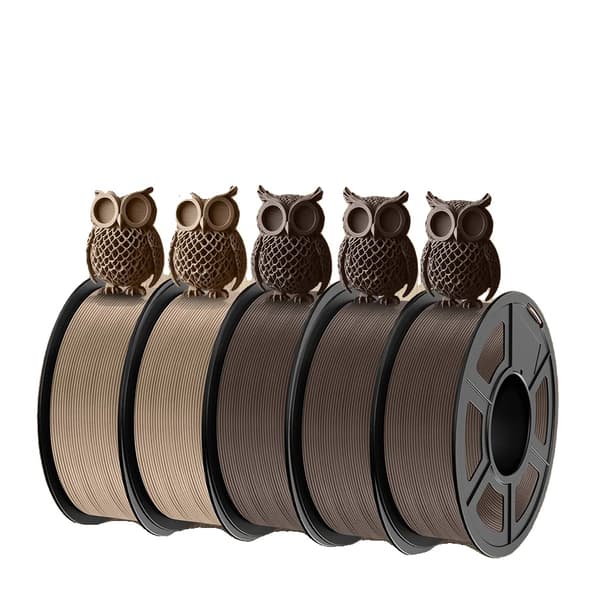 Wood PLA filament, 1,75 mm diameter, 15% ægte træfiber,Træmix-3 5Ruller