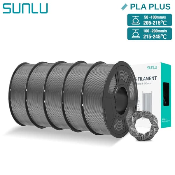 PLA Plus 3D Filament, 5KG, Farverigt og Holdbart Materiale,5KG Grå