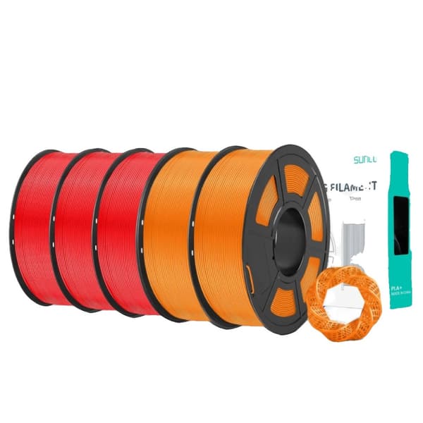 PLA Plus 3D Filament, 5KG, Farverigt og Holdbart Materiale,3Rød 2Orange