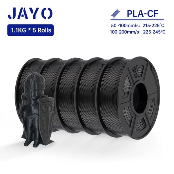 JAYO PETG-CF 3D Printer Filament, Høj Slagstyrke, Varmebestandig,PLA-CF 5 Ruller