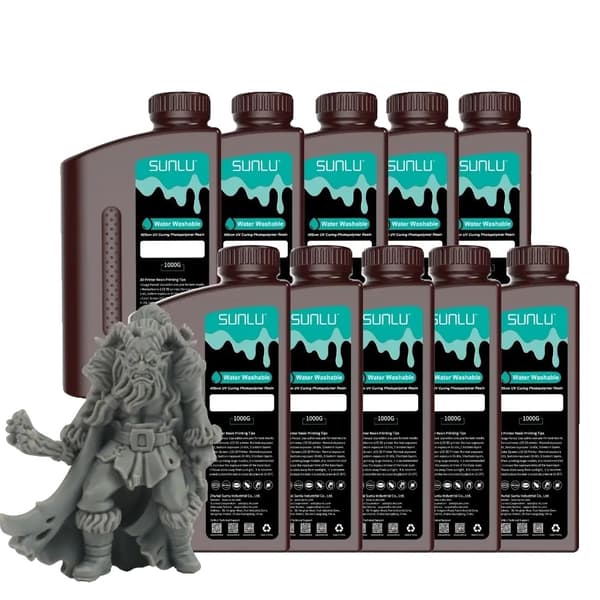 3D Printer Resin, Vandopløselig, 405nm UV-hærdning, 10KG,MØRKE GRÅ 10KG