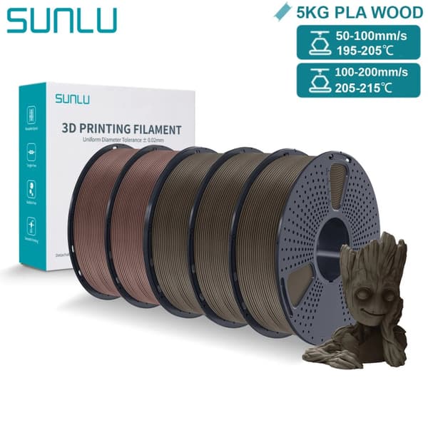 3D-tulostuslanka, puuefekti, 1 kg kela, 1,75 mm halkaisija,5KG Sekoitus2